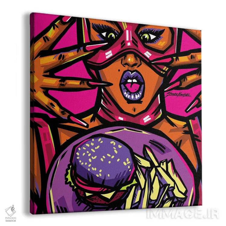 تابلو دکوراتیو عاشق برگر اثر ساندرا کوالسکی - نمای پرسپکتیو محصول