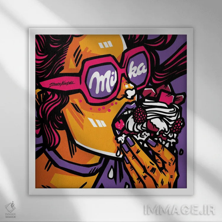 تابلو دکوراتیو شکلات میلکا اثر ساندرا کوالسکی - نمای قابدار سفید