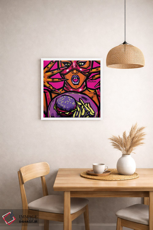 تابلو دکوراتیو عاشق برگر اثر ساندرا کوالسکی - D1W