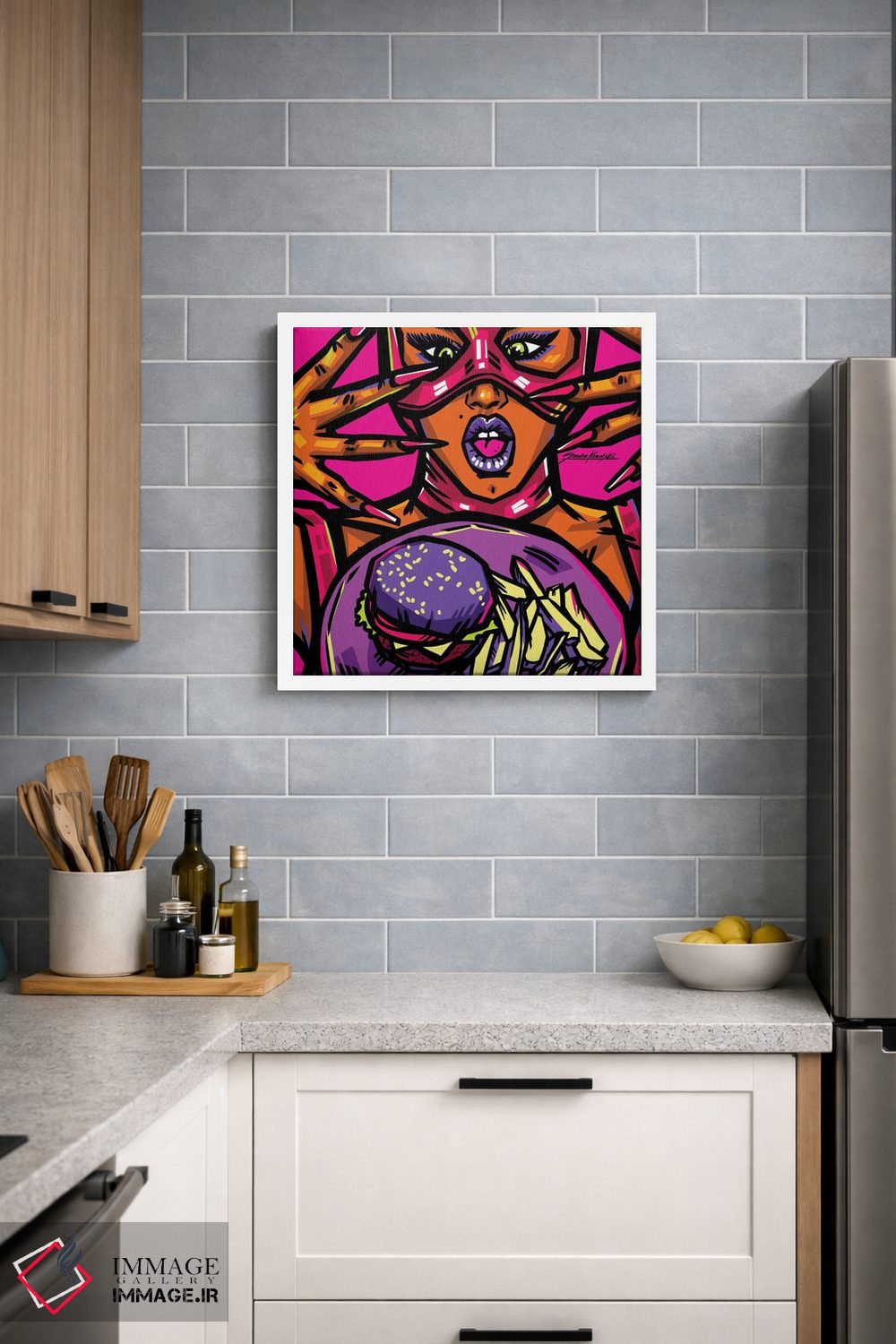 تابلو دکوراتیو عاشق برگر اثر ساندرا کوالسکی - D3W