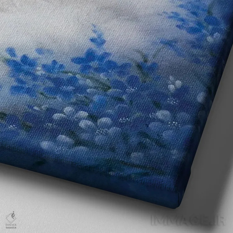 تابلو دکوراتیو ماه آبی اثر کایومی هارای - نمای نزدیک بافت بوم