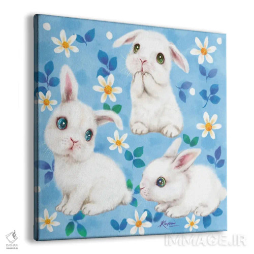 تابلو دکوراتیو سه گانه خرگوشی اثر کایومی هارای - نمای پرسپکتیو محصول
