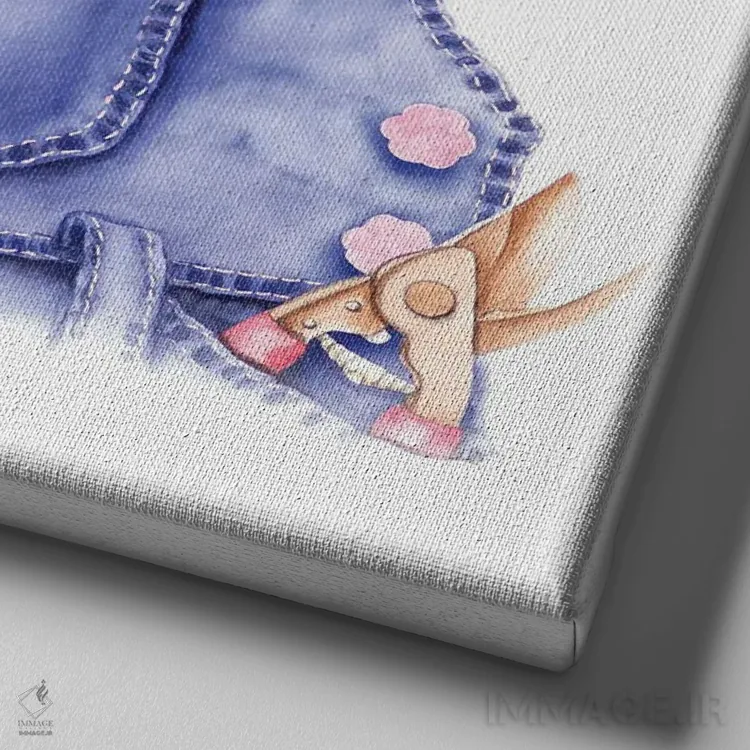 تابلو دکوراتیو خرگوش اثر کایومی هارای - نمای نزدیک بافت بوم