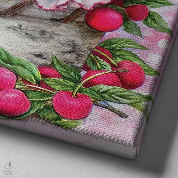 تابلو دکوراتیو گیلاس ها اثر کایومی هارای - نمای نزدیک بافت بوم