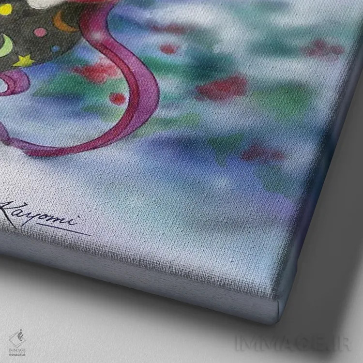 تابلو دکوراتیو هدیه کریسمس اثر کایومی هارای - نمای نزدیک بافت بوم