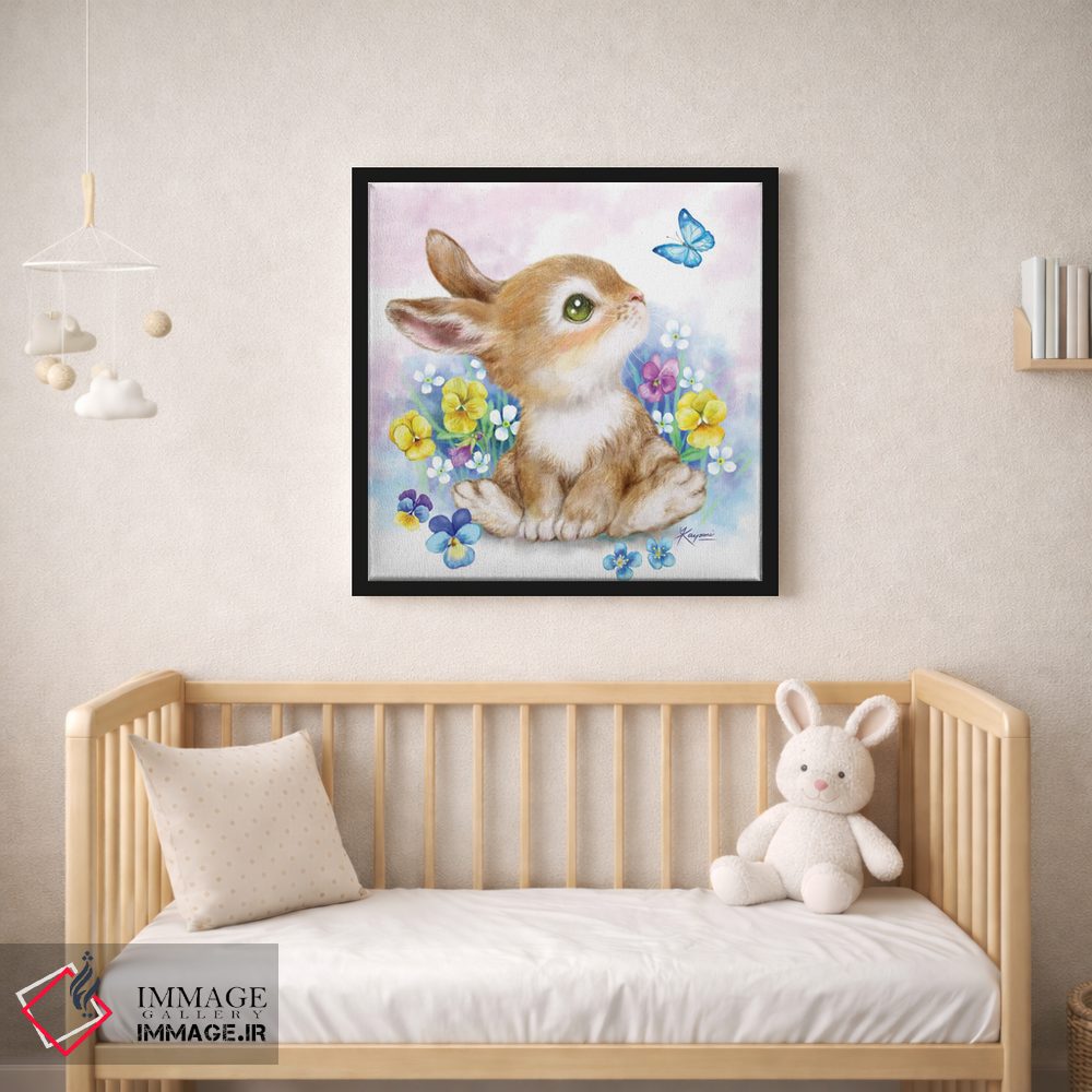 تابلو دکوراتیو خرگوش و پروانه اثر کایومی هارای - D2B