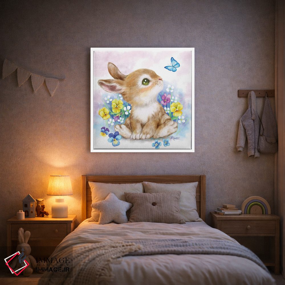 تابلو دکوراتیو خرگوش و پروانه اثر کایومی هارای - D1W