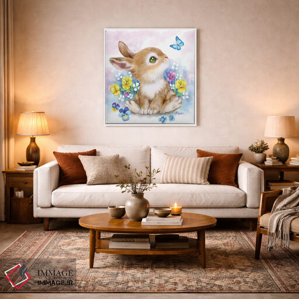تابلو دکوراتیو خرگوش و پروانه اثر کایومی هارای - D3W