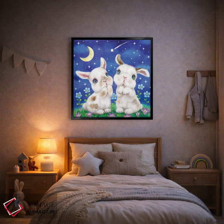 تابلو دکوراتیو شب پرستاره خرگوش ها اثر کایومی هارای - D2B
