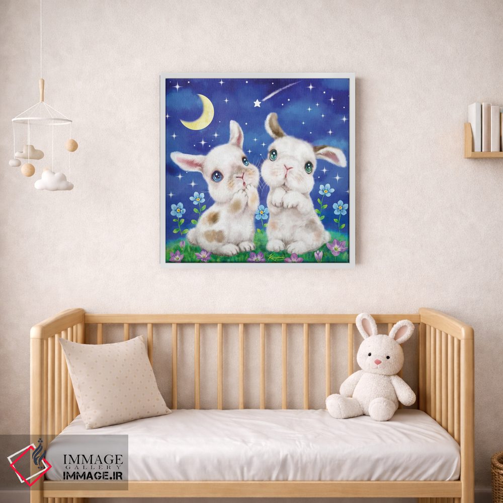 تابلو دکوراتیو شب پرستاره خرگوش ها اثر کایومی هارای - D1W