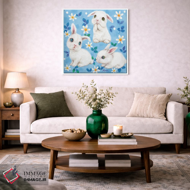 تابلو دکوراتیو سه گانه خرگوشی اثر کایومی هارای - D3W