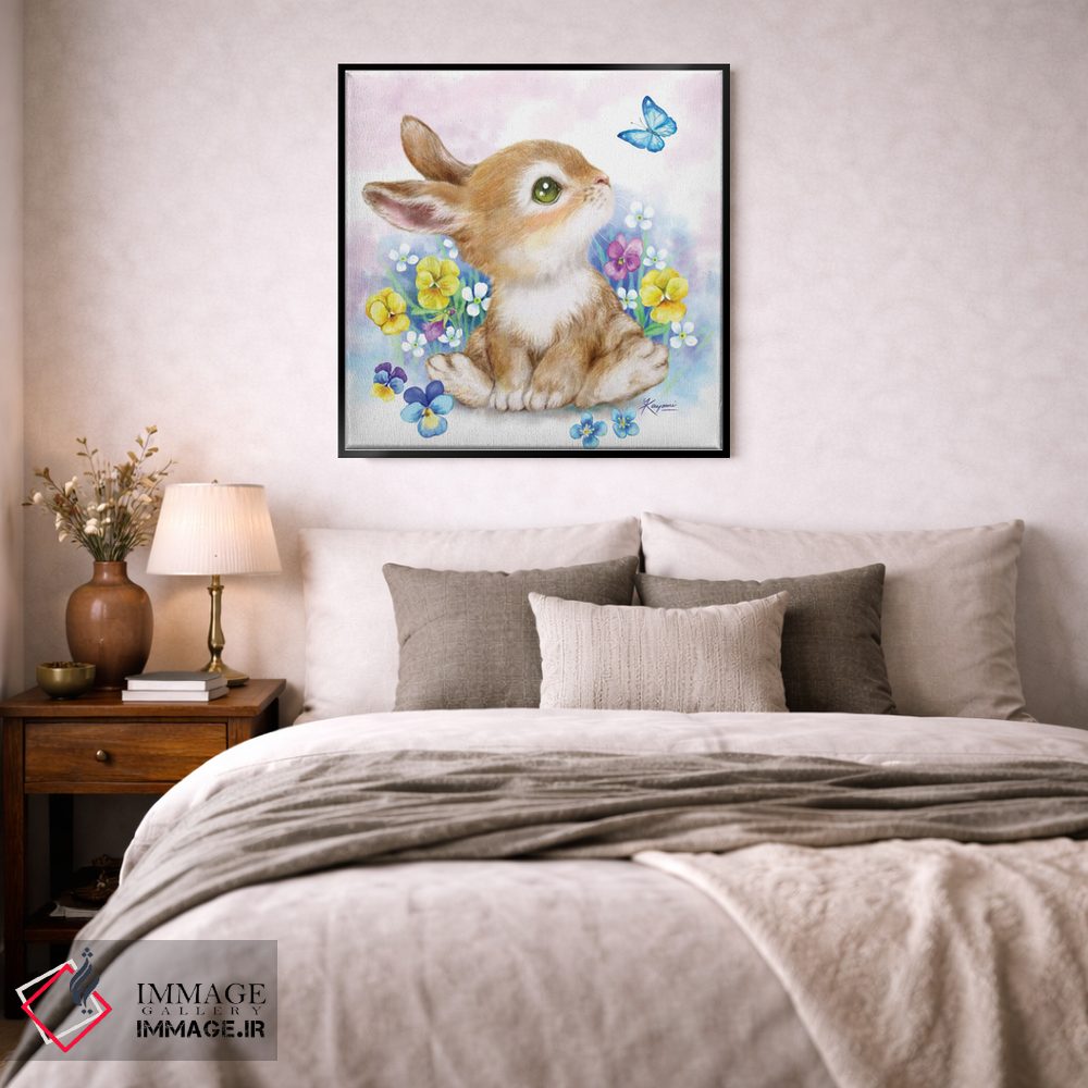 تابلو دکوراتیو خرگوش و پروانه اثر کایومی هارای - D5B