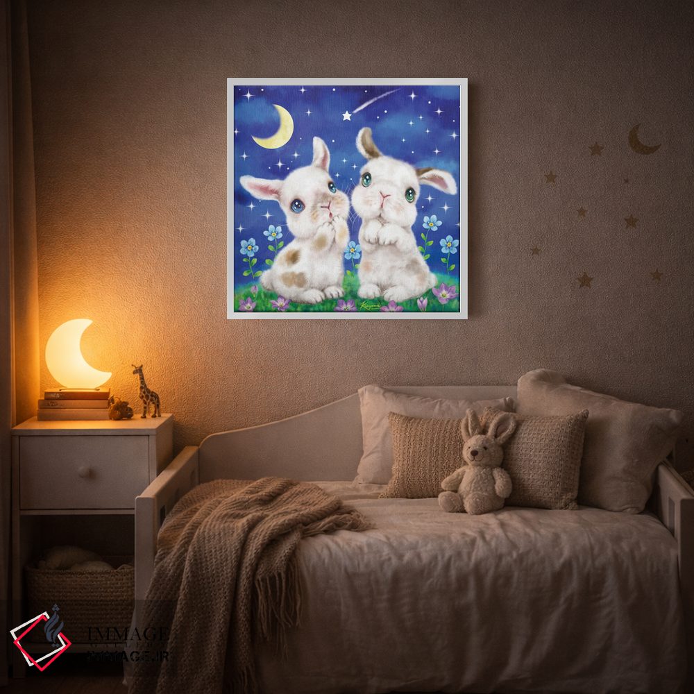 تابلو دکوراتیو شب پرستاره خرگوش ها اثر کایومی هارای - D4W