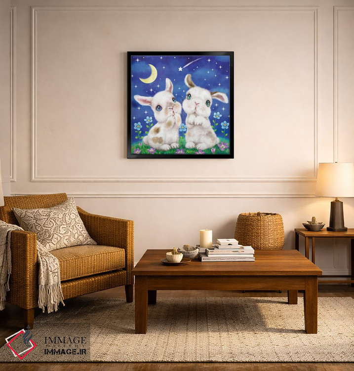تابلو دکوراتیو شب پرستاره خرگوش ها اثر کایومی هارای - D6B