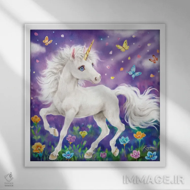 تابلو دکوراتیو رویاهای پروانه ای اثر کایومی هارای - نمای قابدار سفید