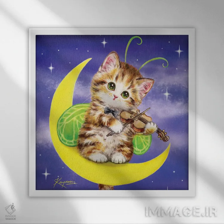 تابلو دکوراتیو ملودی جیرجیرک اثر کایومی هارای - نمای قابدار سفید