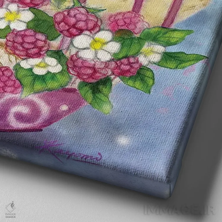 تابلو دکوراتیو قفس پرنده سگ داشهوند اثر کایومی هارای - نمای نزدیک بافت بوم