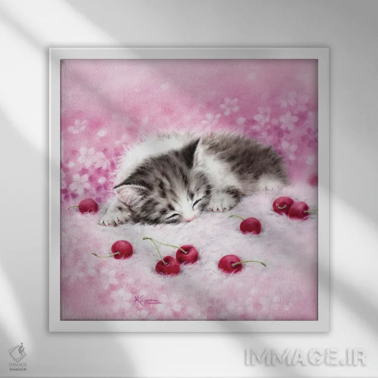 تابلو دکوراتیو رویای گیلاسی اثر کایومی هارای - نمای قابدار سفید