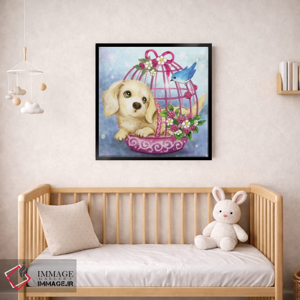 تابلو دکوراتیو قفس پرنده سگ داشهوند اثر کایومی هارای - D1B