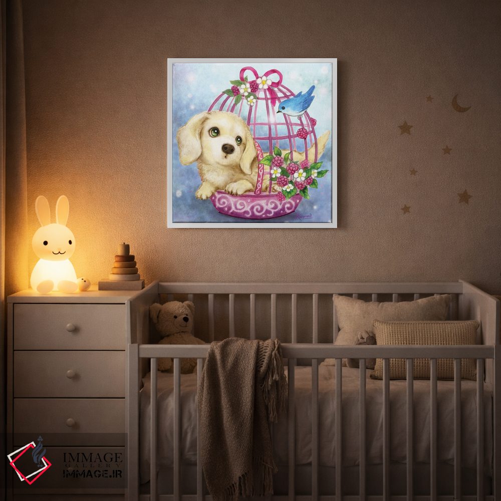تابلو دکوراتیو قفس پرنده سگ داشهوند اثر کایومی هارای - D2W