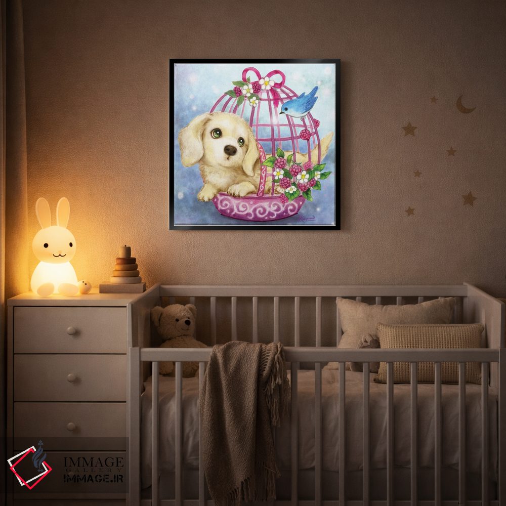 تابلو دکوراتیو قفس پرنده سگ داشهوند اثر کایومی هارای - D5B