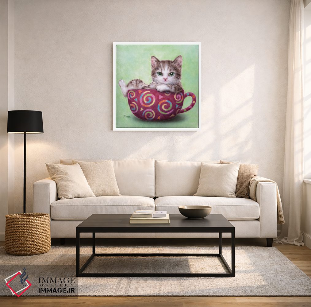 تابلو دکوراتیو گربه فنجانی اثر کایومی هارای - D2W