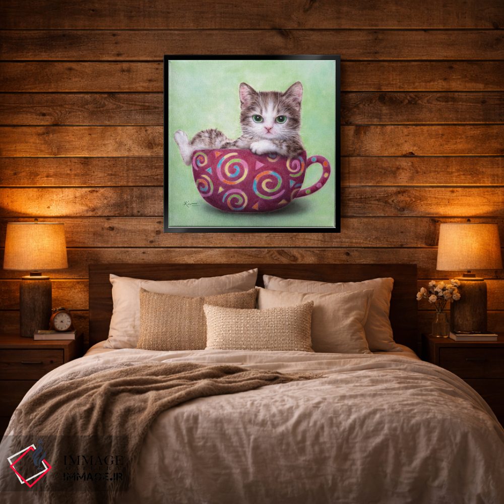 تابلو دکوراتیو گربه فنجانی اثر کایومی هارای - D4B