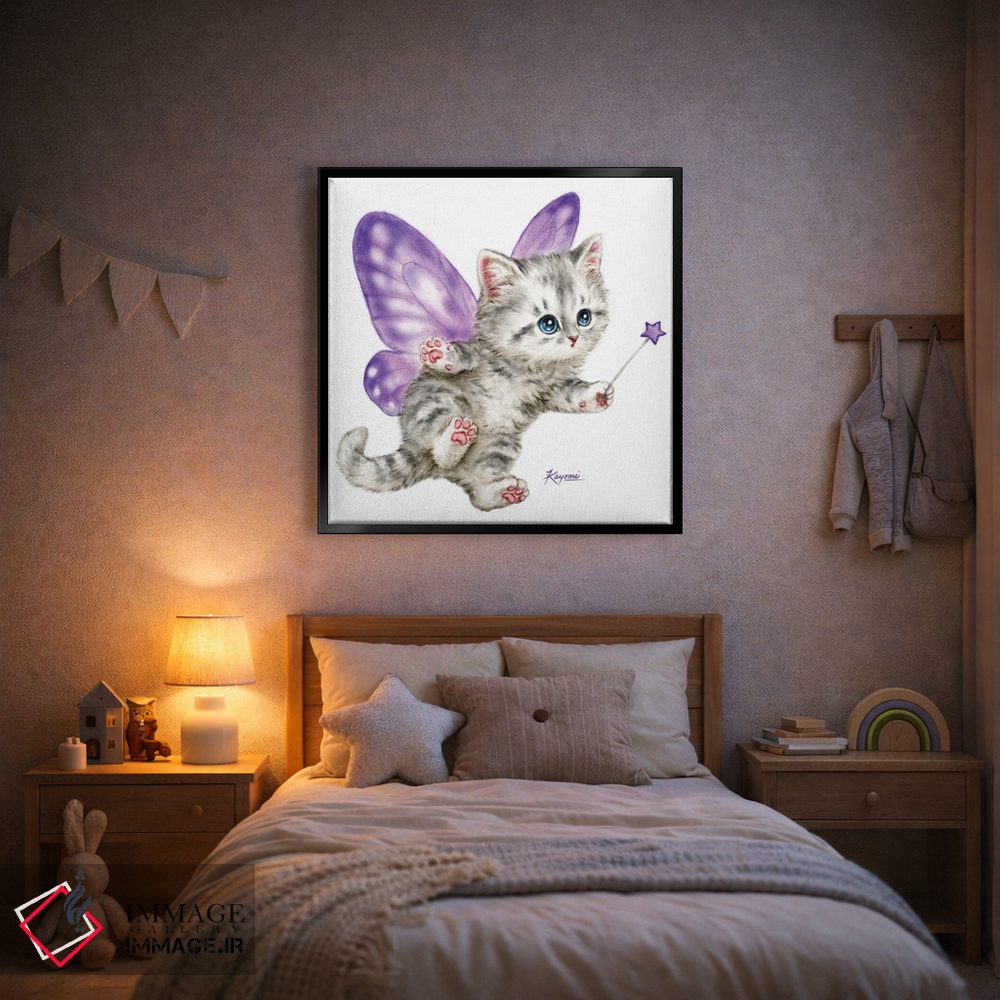 تابلو دکوراتیو بچه گربه پری بنفش اثر کایومی هارای - D2B
