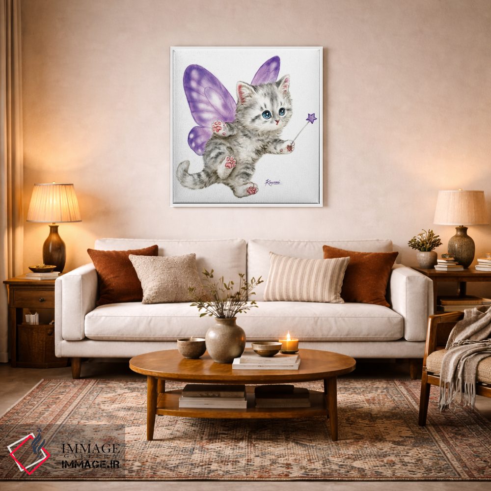 تابلو دکوراتیو بچه گربه پری بنفش اثر کایومی هارای - D3W
