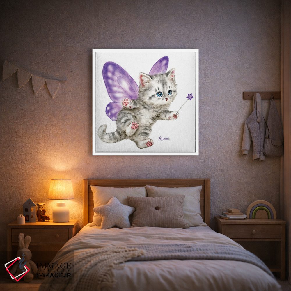 تابلو دکوراتیو بچه گربه پری بنفش اثر کایومی هارای - D1W
