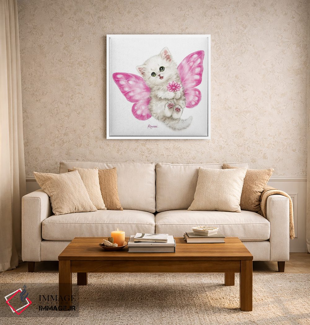 تابلو دکوراتیو بچه گربه پری صورتی اثر کایومی هارای - D6W