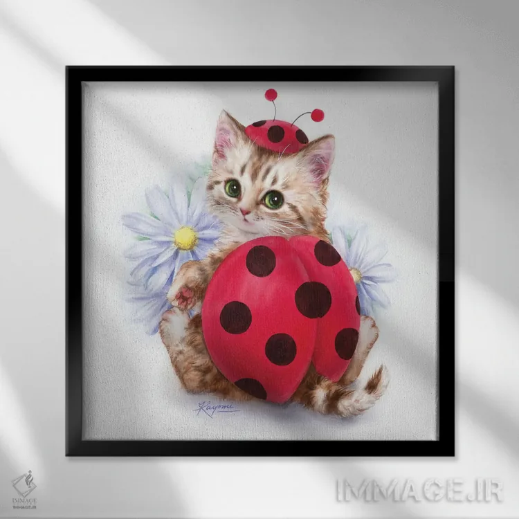 تابلو دکوراتیو بانوی سرخ پوش اثر کایومی هارای - نمای قابدار مشکی