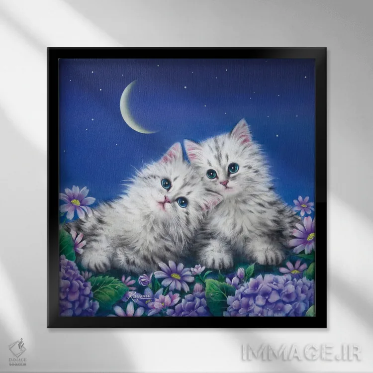 تابلو دکوراتیو قرار عاشقانه زیر مهتاب اثر کایومی هارای - نمای قابدار مشکی