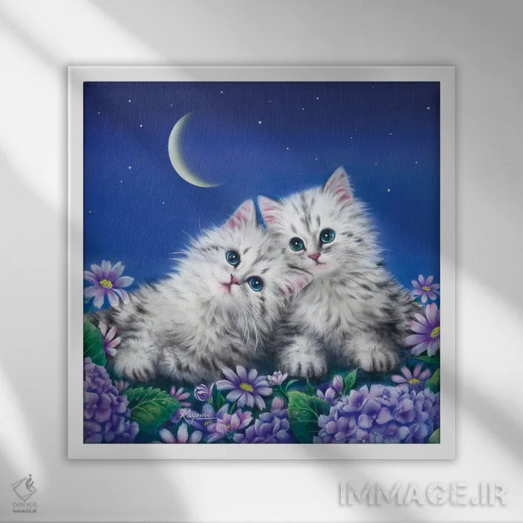 تابلو دکوراتیو قرار عاشقانه زیر مهتاب اثر کایومی هارای - نمای قابدار سفید