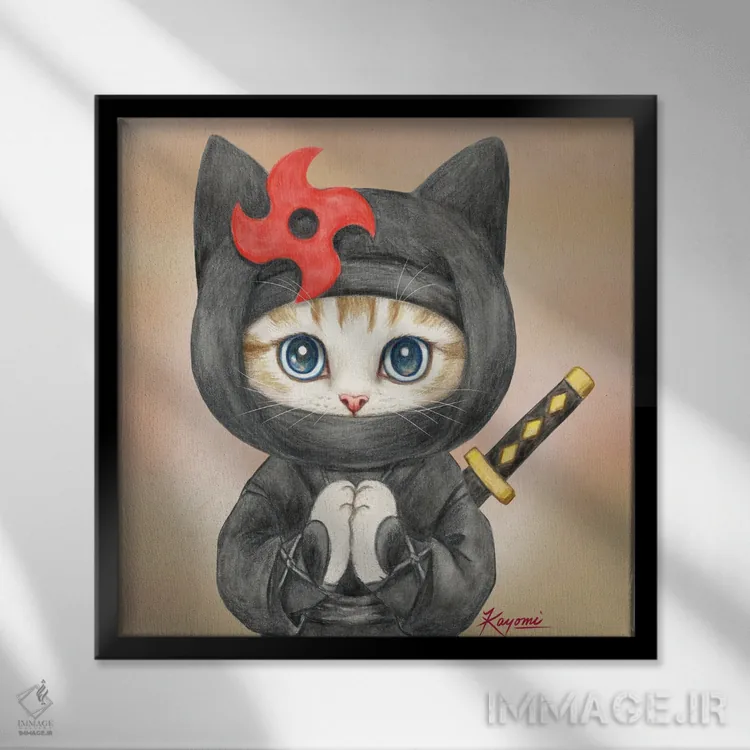 تابلو دکوراتیو ۳۶۵ روز با گربه ها: ۴۲ اثر کایومی هارای - نمای قابدار مشکی