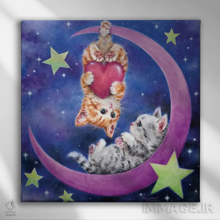 تابلو دکوراتیو ماه رمانتیک اثر کایومی هارای - نمای روبهرو روی دیوار