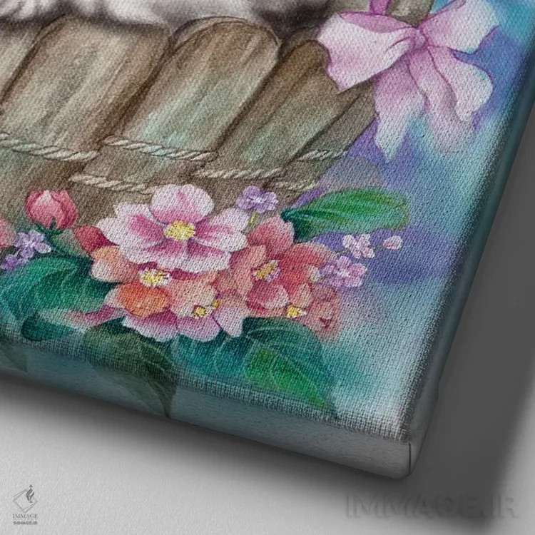 تابلو دکوراتیو رویای آرام اثر کایومی هارای - نمای نزدیک بافت بوم