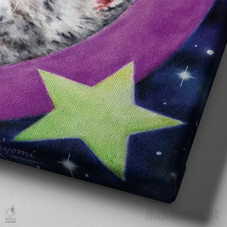 تابلو دکوراتیو ماه رمانتیک اثر کایومی هارای - نمای نزدیک بافت بوم