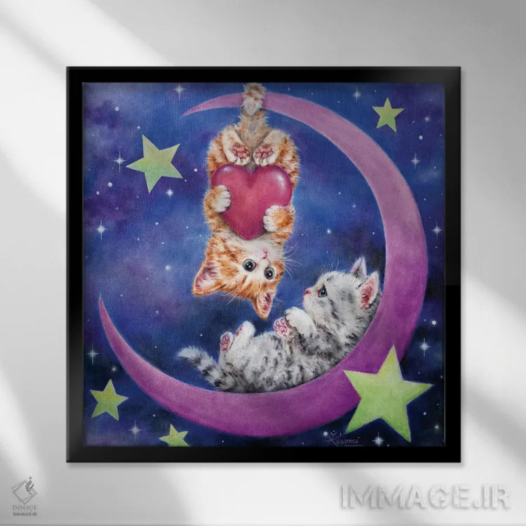 تابلو دکوراتیو ماه رمانتیک اثر کایومی هارای - نمای قابدار مشکی