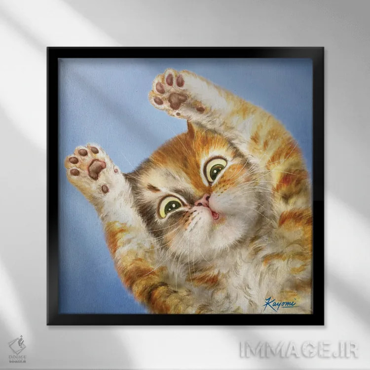 تابلو دکوراتیو ۳۶۵ روز با گربه ها: ۵۵ اثر کایومی هارای - نمای قابدار مشکی