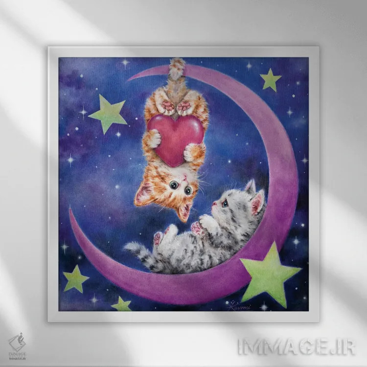 تابلو دکوراتیو ماه رمانتیک اثر کایومی هارای - نمای قابدار سفید