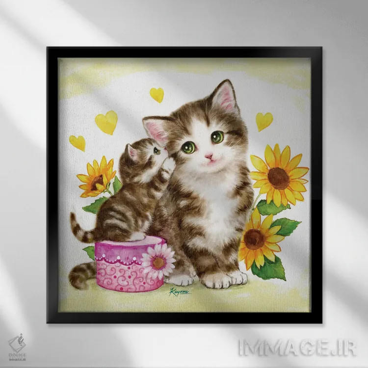 تابلو دکوراتیو مادر و دختر ۲ اثر کایومی هارای - نمای قابدار مشکی