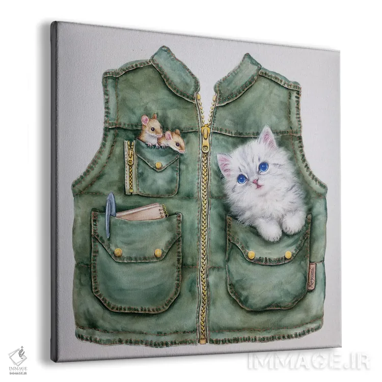 تابلو دکوراتیو دوستان جلیقه پوش اثر کایومی هارای - نمای پرسپکتیو محصول