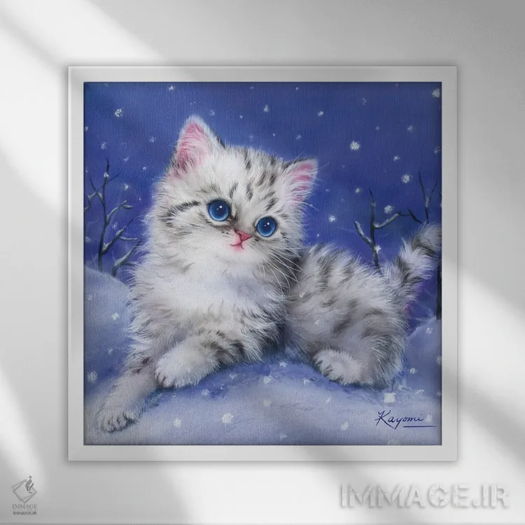 تابلو دکوراتیو تپه برفی اثر کایومی هارای - نمای قابدار سفید