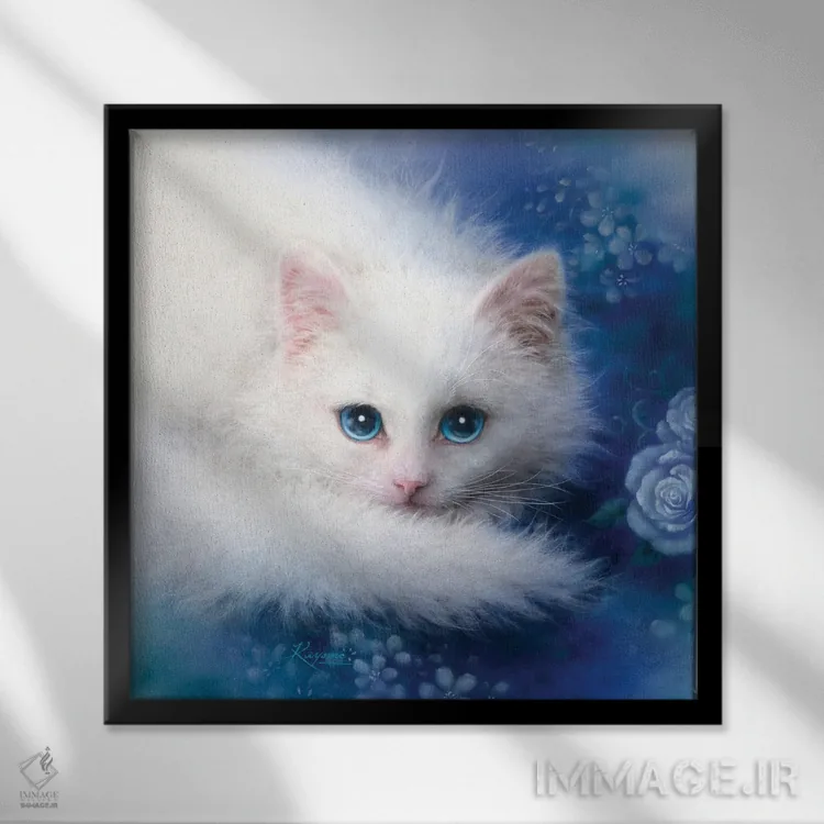 تابلو دکوراتیو بانوی سفیدپوش اثر کایومی هارای - نمای قابدار مشکی