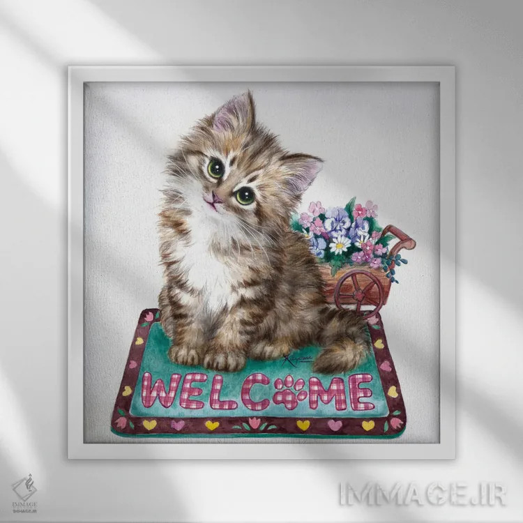 تابلو دکوراتیو خوش آمدید اثر کایومی هارای - نمای قابدار سفید