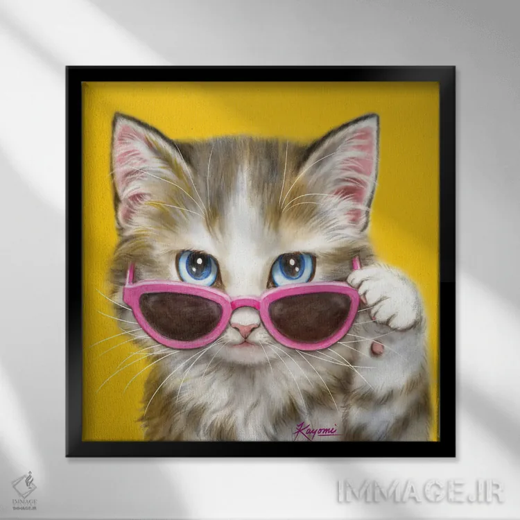 تابلو دکوراتیو ۳۶۵ روز با گربه ها: ۸۱ اثر کایومی هارای - نمای قابدار مشکی