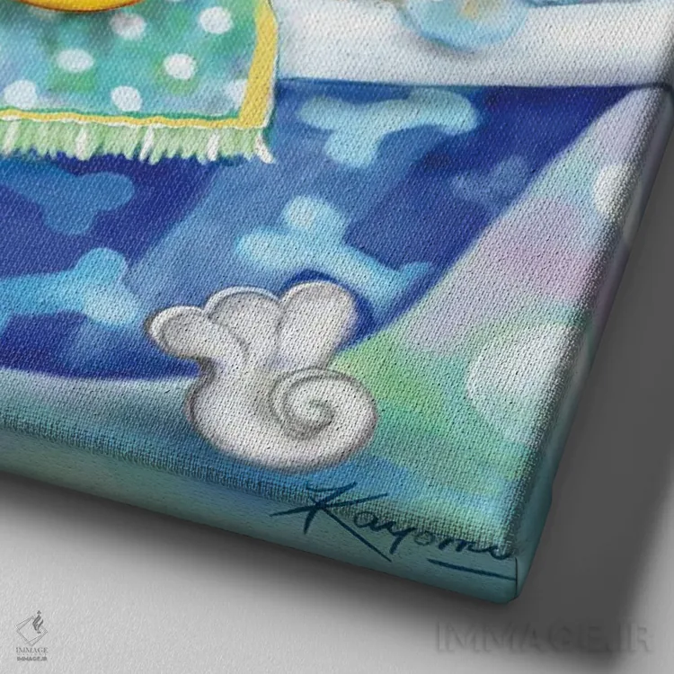 تابلو دکوراتیو سرگرمی موقع حمام اثر کایومی هارای - نمای نزدیک بافت بوم