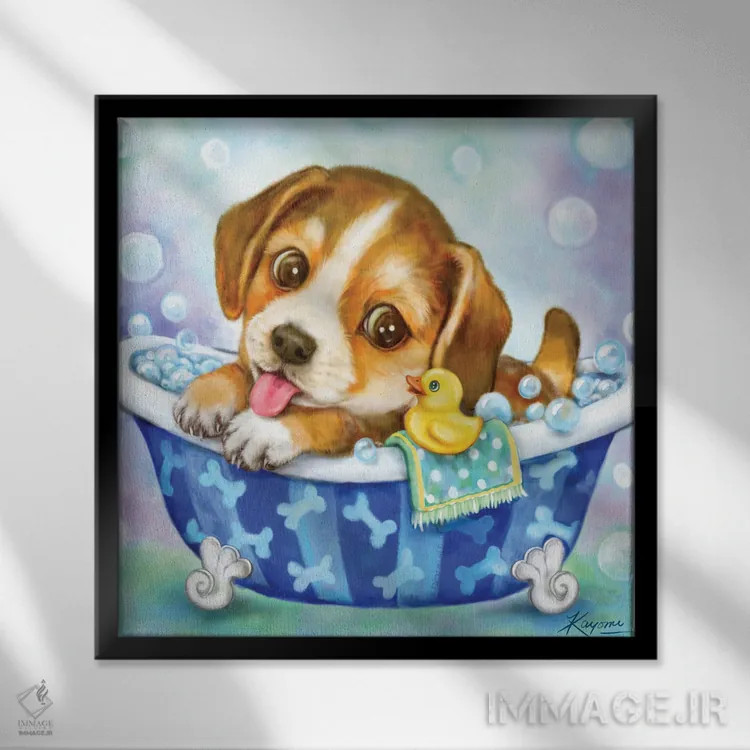 تابلو دکوراتیو سرگرمی موقع حمام اثر کایومی هارای - نمای قابدار مشکی