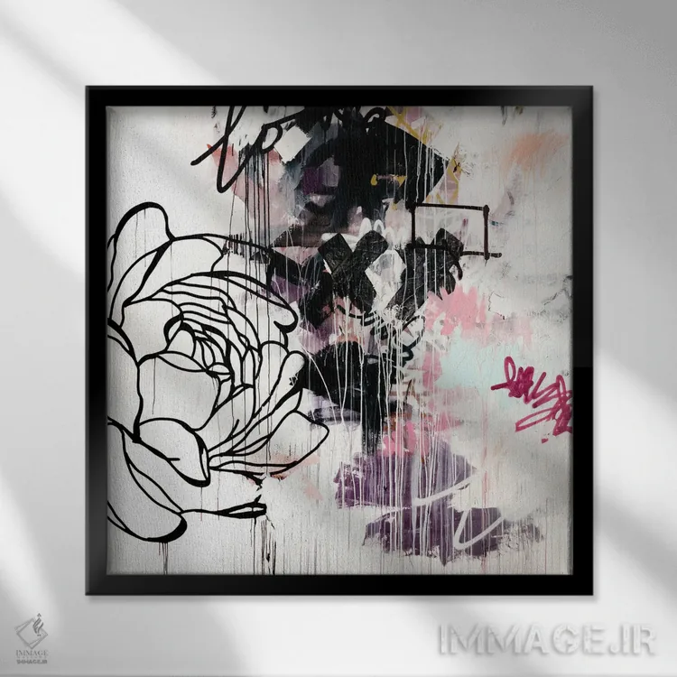 تابلو مدرن گل ها اثر کنت یانگستروم - نمای قابدار مشکی